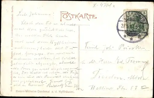 Ak Steinthaleben Kyffhäuserland in Thüringen, Kyffhäuser, Kaiser Wilhelm Denkmal