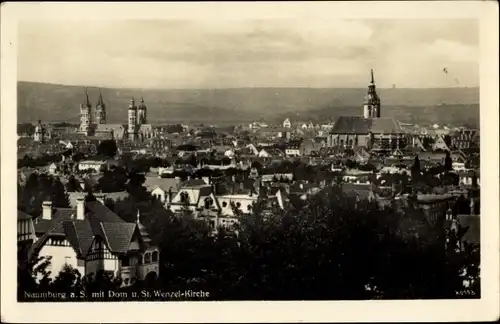 Ak Naumburg Saale, Blick auf den Ort mit Dom und St. Wenzel Kirche