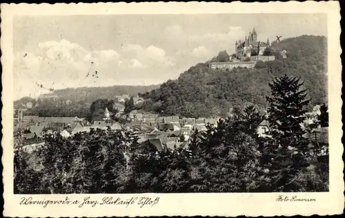 Ak Wernigerode im Harz, Blick auf das Schloss