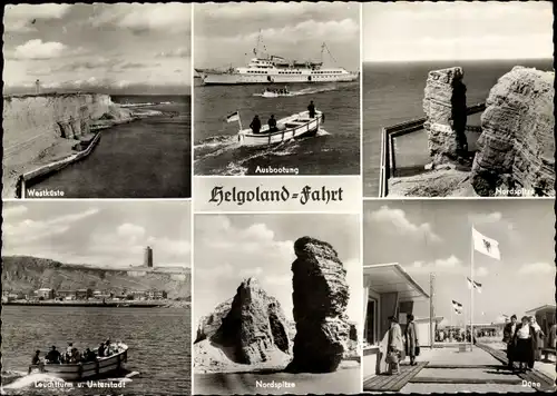 Ak Nordseeinsel Helgoland, Ausbootung, Westküste, Nordspitze, Leuchtturm, Düne