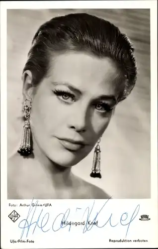 Ak Schauspielerin und Sängerin Hildegard Knef, Portrait, Autogramm