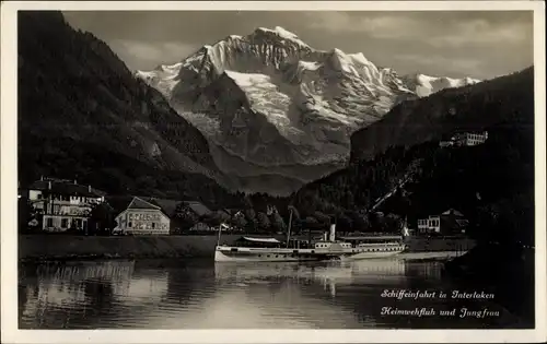 Ak Matten bei Interlaken Kt. Bern Schweiz, Heimwehfluh, Jungfrau, Schiffeinfahrt