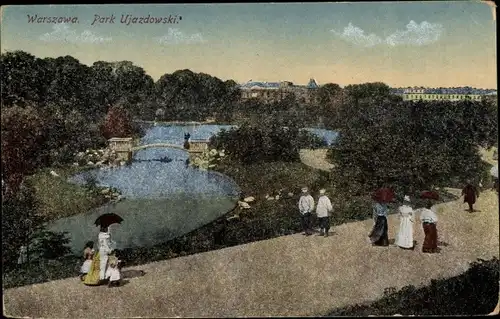 Ak Warschau Polen, Park Ujazdowski, Parkpromenade