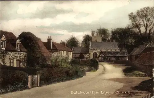 Ak Betchworth Surrey England, Village and Church