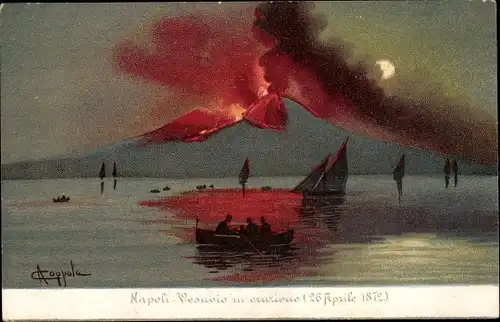Künstler Ak Napoli Neapel Campania, Vesuvio in eruzione, 26 Aprile 1872