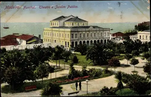 Ak Funchal Insel Madeira Portugal, Theatro e Jardim Publico