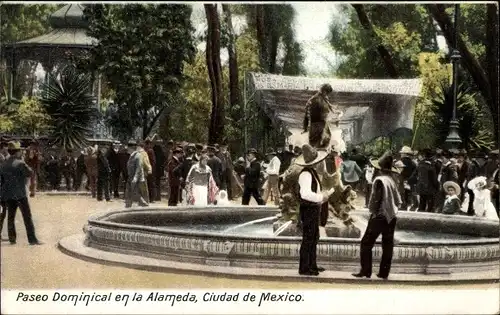 Ak Ciudad de Mexico Mexico City Mexiko Stadt, Paseo Dominical en la Alameda