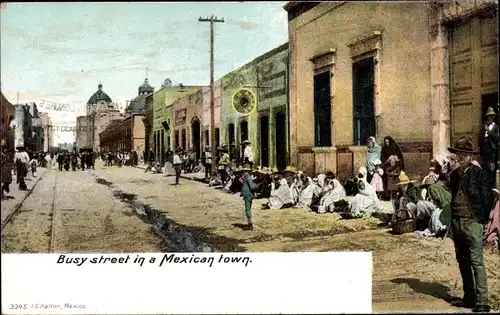 Ak Mexiko, Busy street in in a Mexican town