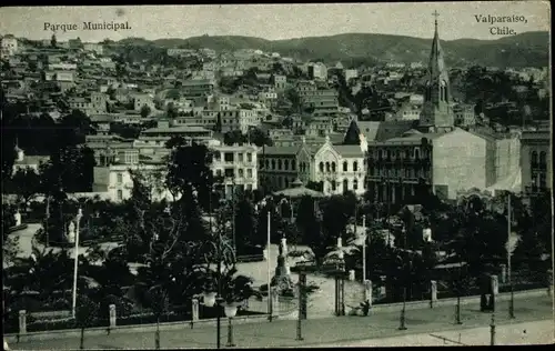 Ak Valparaíso Chile, Parque Municipal, Kirche