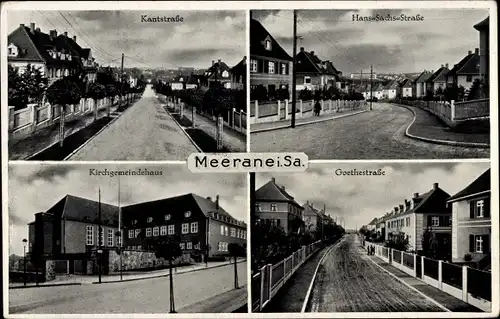 Ak Meerane in Sachsen, Kantstraße, Kirchgemeindehaus, Goethestraße, Hans Sachs Straße