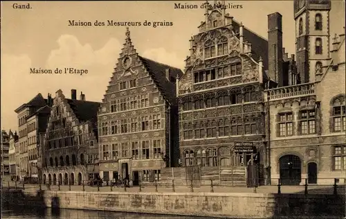 Ak Gand Gent Ostflandern, Maison de l'Etape, Maison des Mesureurs de grains