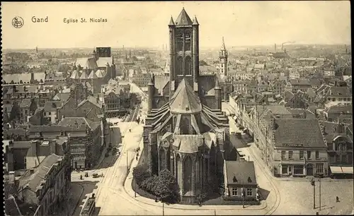 Ak Gand Gent Ostflandern, Eglise St. Nicolas, Panorama