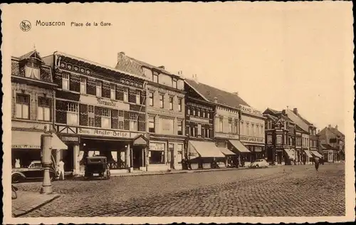 Ak Mouscron Wallonien Hennegau, Place de la Gare