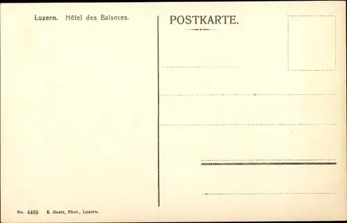 Ak Luzern Stadt Schweiz, Hotel des Balances