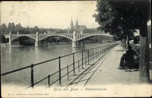 Ak Basel Bâle Stadt Schweiz, Wettsteinbrücke