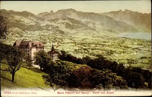 Ak Vevey Kanton Waadt, Mont Pelerin, Hotel des Alpes