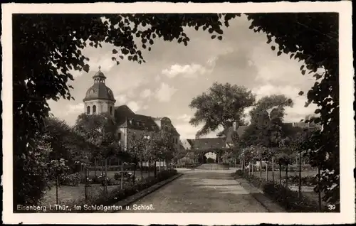 Ak Eisenberg in Thüringen, Schlossgarten und Schloss