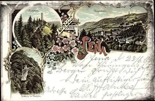 Litho Jena in Thüringen, Ziegenhain, Fuchsturm, Erlkönig bei Thalstein