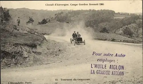 Ak Puy de Dôme, Coupe Gordon Bennett 1905, Circuit d'Auvergne, Tournant du Gendarme