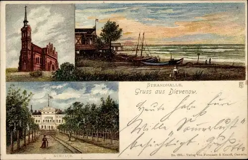 Litho Dziwnów Dievenow in Pommern, Strandhalle, Kurhaus