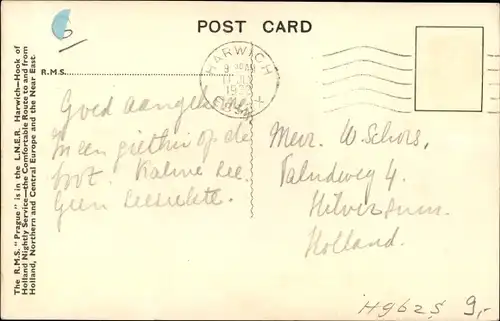 Ak Dampfer RMS Prague, LNER, London and North Eastern Railway