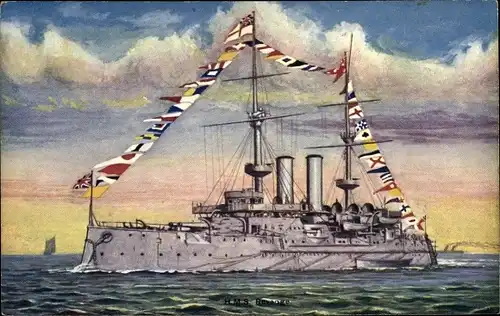 Künstler Ak HMS Revenge, britisches Kriegsschiff