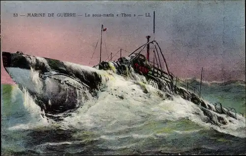 Ak Französisches U Boot, Marine Militaire Francaise, Sous Marin Thon
