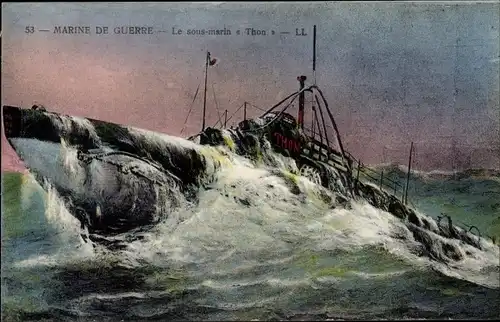 Ak Sous Marin Thon, Französisches U Boot, Marine de Guerre