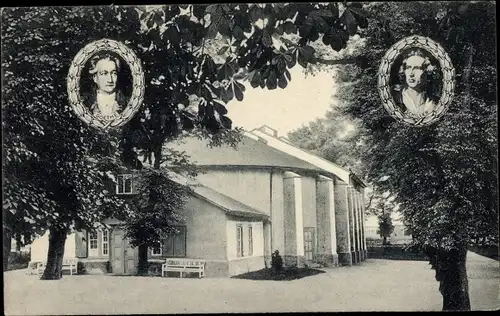 Ak Bad Lauchstädt Saalekreis, Goethe-Theater, Goethe und Schiller