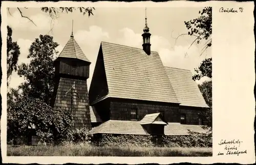 Ak Bytom Beuthen Oberschlesien, Schrotholzkirche im Stadtpark