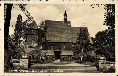 Ak Bytom Beuthen Oberschlesien, Schrotholzkirche im Stadtpark