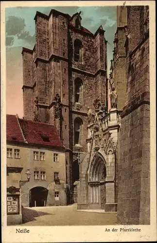 Ak Nysa Neisse Neiße Schlesien, An der Pfarrkirche