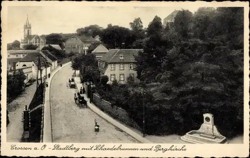 Ak Krosno Odrzańskie Crossen Oder Ostbrandenburg, Stadtberg, Bergkirche, Schaedebrunnen
