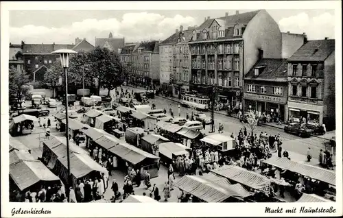 Ak Gelsenkirchen im Ruhrgebiet, Markt mit Hauptstraße