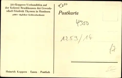 Ak Essen im Ruhrgebiet, Kohletagung 1925, 320 Koppers-Verbundöfen auf der Kokerei Bruckhausen