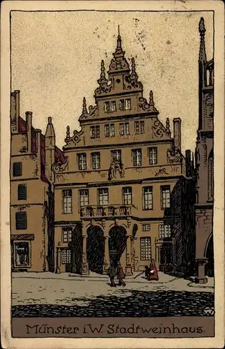 Steindruck Ak Münster in Westfalen, Stadtweinhaus