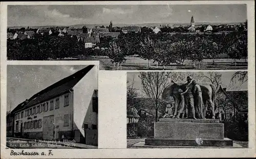 Ak Bernhausen Filderstadt Baden Württemberg, Kriegerdenkmal, Gasthaus zum Hirsch