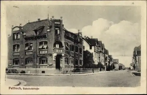 Ak Fellbach in Württemberg, Bahnhofstraße, Restaurant