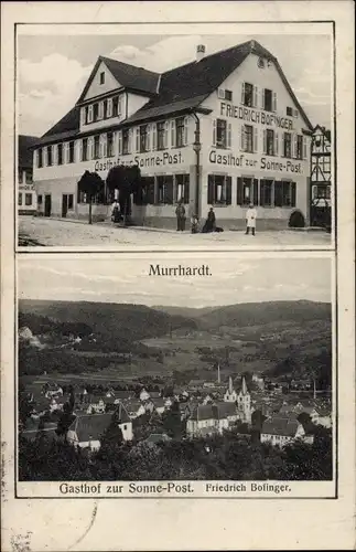 Ak Murrhardt in Württemberg, Gasthof zur Sonne Post, Blick auf den Ort