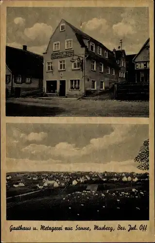 Ak Musberg Leinfelden Echterdingen auf den Fildern, Gasthaus und Metzgerei zur Sonne