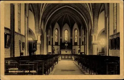 Ak Loozen Overijssel Niederlande, Binnenzicht der Kerk