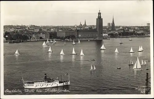 Ak Stockholm Schweden, Utsikt över Riddarfjärden