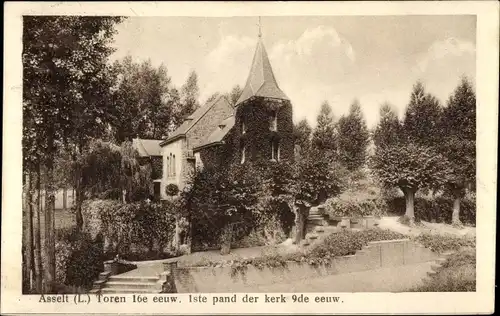 Ak Asselt Roermond Limburg Niederlande, Toren 16e eeuw. 1ste pand der kerk 9de eeuw.