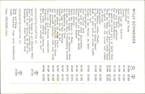 Ak Sänger Willy Schneider, Portrait, Autogramm, Polydor Schallplatten