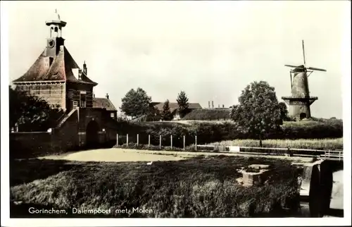 Ak Gorinchem Südholland Niederlande, Dalempoort met Molen