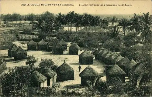 Ak Saint Louis Senegal, Village Indigène aux environs de St. Louis