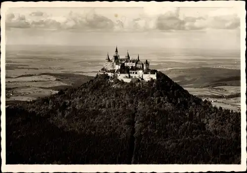 Ak Zimmern Bisingen im Zollernalbkreis, Burg Hohenzollern, Blick vom Zellerhorn