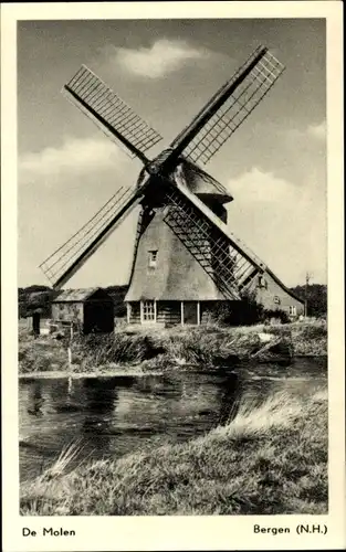 Ak Bergen Nordholland Niederlande, De Molen, Windmühle