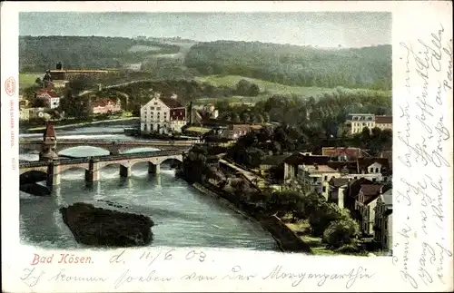 Ak Bad Kösen Naumburg an der Saale, Teilansicht der Stadt, Brücke