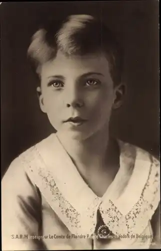 Ak Prince Charles Theodore de Belgique, Prinz Karl von Belgien, Portrait